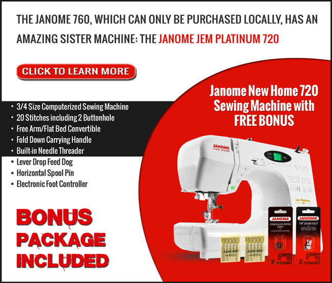 Janome Jem Platinum 760 Portable Computerized Sewing Machine