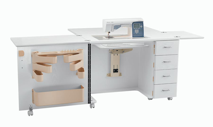 Inspira 4 Drawer with Drop Leaf White