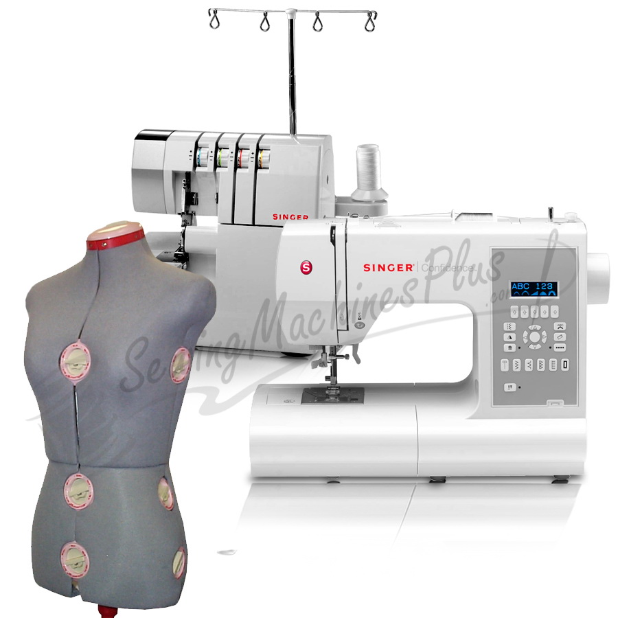 Singer 7470 Sewing Machine & 14CG754 Serger with Dress Form Combo