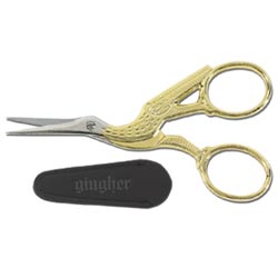 Gingher 3.5 Inch Stork Embroidery Scissors With Leather Sheath