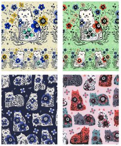 Inspired by designer Sarah Watts’ travels to Portugal, From Porto with Love features cats designed with old world charm.