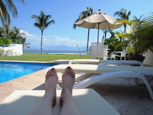 Exchanging my labor for spa services worked for me. Here I’m on a Mexican vacation, rocking a pedicure obtained via barter for my sewing services.