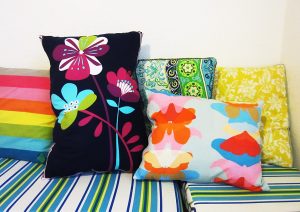 Zippers are especially well suited for large pillows like these floor cushions.