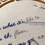 I love the cross-stitching lyrics one!