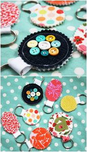 Given the teeny-tiny-ness of keychains, this craft would be a good way to use some of that excess fabric!