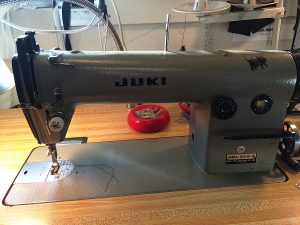 I sew most often on my industrial Juki straight stitch machine and it doesn’t have a free arm.