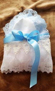 When I made these, I thought the Mother of the Bride & Groom may need the hankies to wipe away their tears during the wedding ceremony!