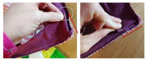 Fold the corners to each seam to make sure they match (the yellow mark in the photo below is my matching point).