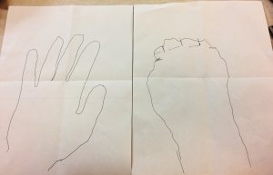 Tracing of hands.