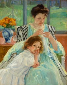 This post's painting of choice: Mary Cassatt’s Young Mother Sewing.