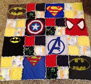 This week, I was doing sewing research, & I came across a wonderful option: a t-shirt quilt that’s superhero-based.