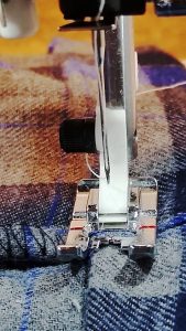 Last, stitch very close to folded edge on both legs, press the hem flat & you are done!