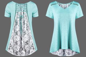 There are a couple of ways to use lace on a t-shirt.