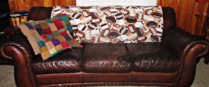 Two layers of Cuddle Plush fabric make an ultra cozy sofa blanket.