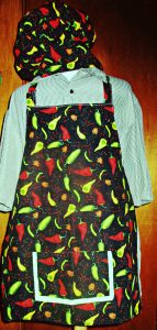 Reversible, adjustable apron & chef hat.